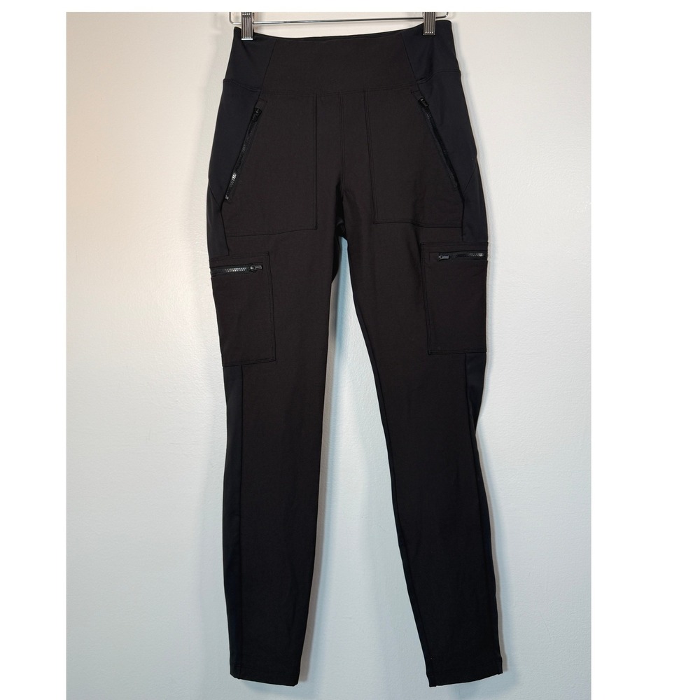 Athleta Headlands Hybrid Cargo II Pants Ankle Tight Womens 4 Black Hiking EUC